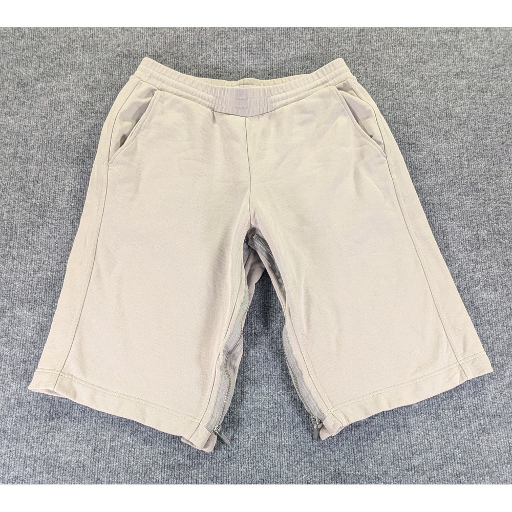 Helmut Lang Mens Tan Cotton Zip Inseam French Terry Sweat Shorts Size M HLM75227